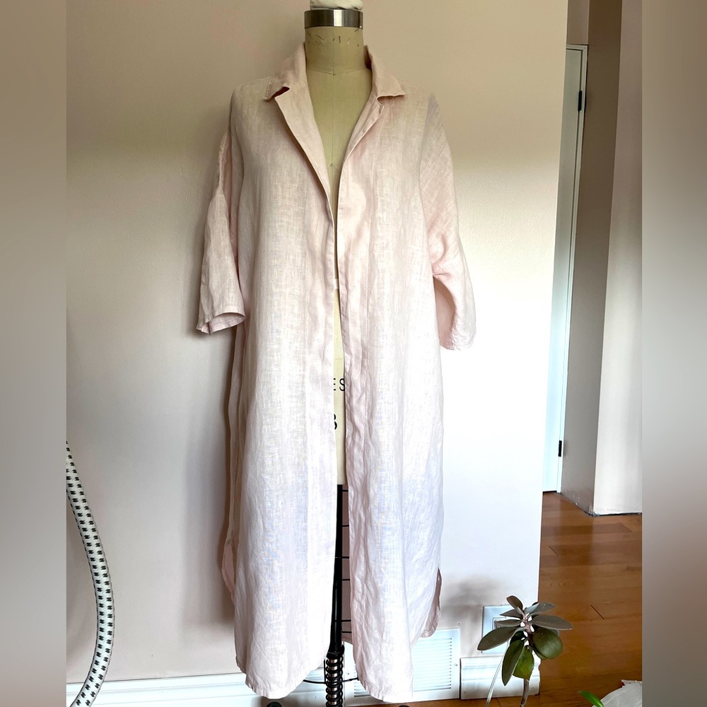 ELLAMODA light pink linen lightweight cardigan coat sz. M
